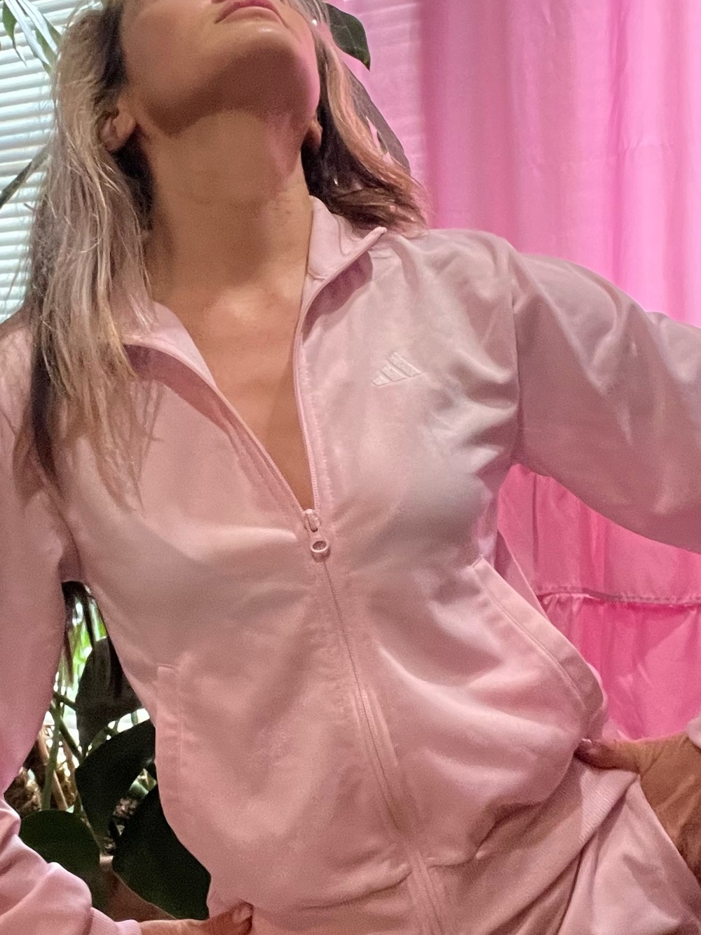 XS Adidas Light Pink Two-Piece Tracksuit Set